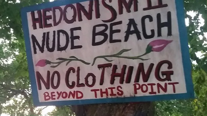 Hedonism II sign